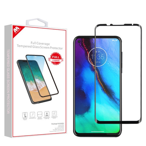 MyBat Full Coverage Tempered Glass Screen Protector for Motorola Moto G Stylus / Moto G Power - Black